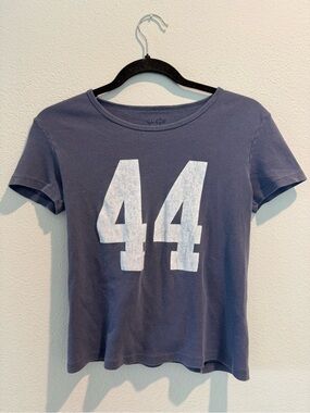 Brandy Melville Navy Short-Sleeve Tee with White '44' Graphic